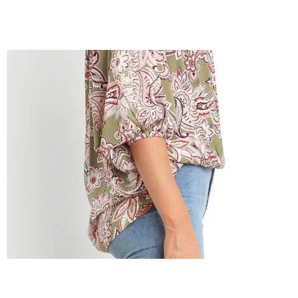 NWT Petal & Pup Overlay Rayon Kendra Top - Olive Paisley, size M/L - Picture 5 of 5